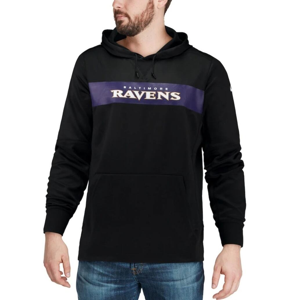 Authentic Nike Baltimore Ravens NFL Mens Black Purple Hoodie Sweatshirt Size L
